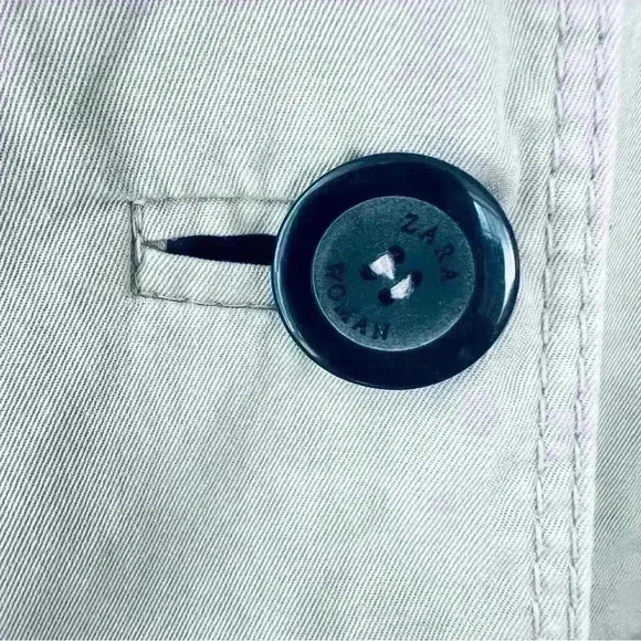 ZARA BEIGE DOUBLE BREAST TRENCH NYLON WATERPROOF  COAT SIZE XS - Picture 7 of 15